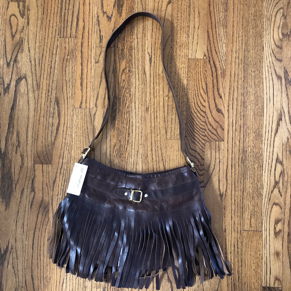 New JJ Winters Julianne Leather Messenger Handbag